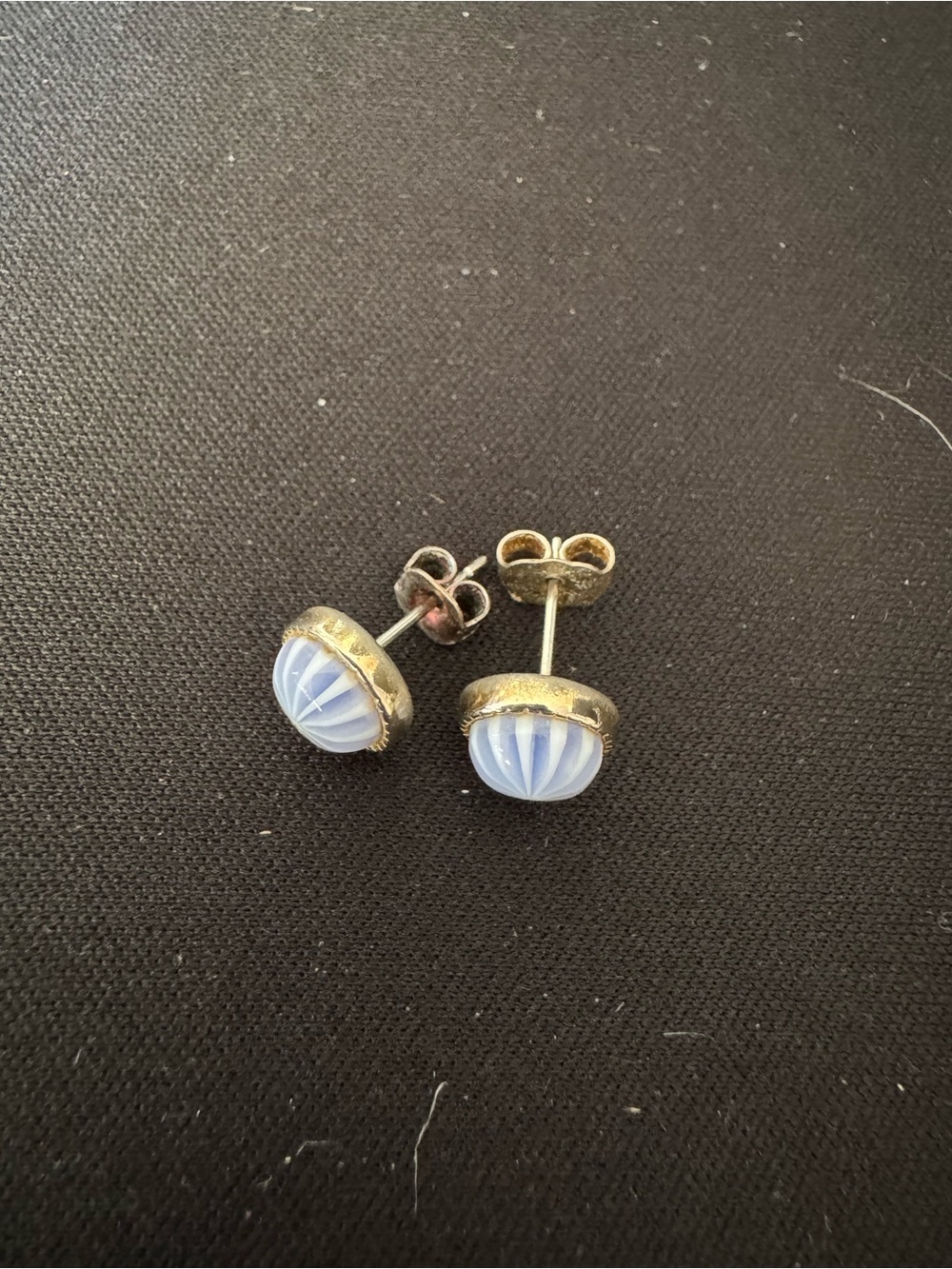 Avon Gold-Tone Earrings with Pale Blue Cabochons - Women Jewelry